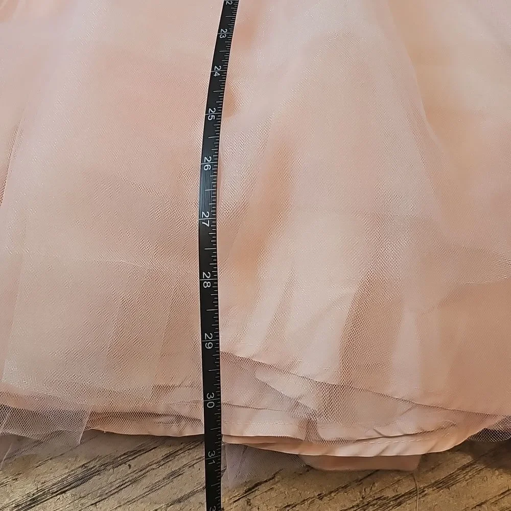 Badgley Mischka Pink Pearl Tulle Dress Size 6 NWT